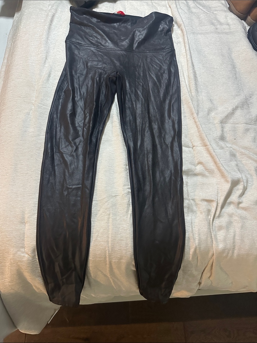 SPANX Black Faux-Leather High-Waist Leggings